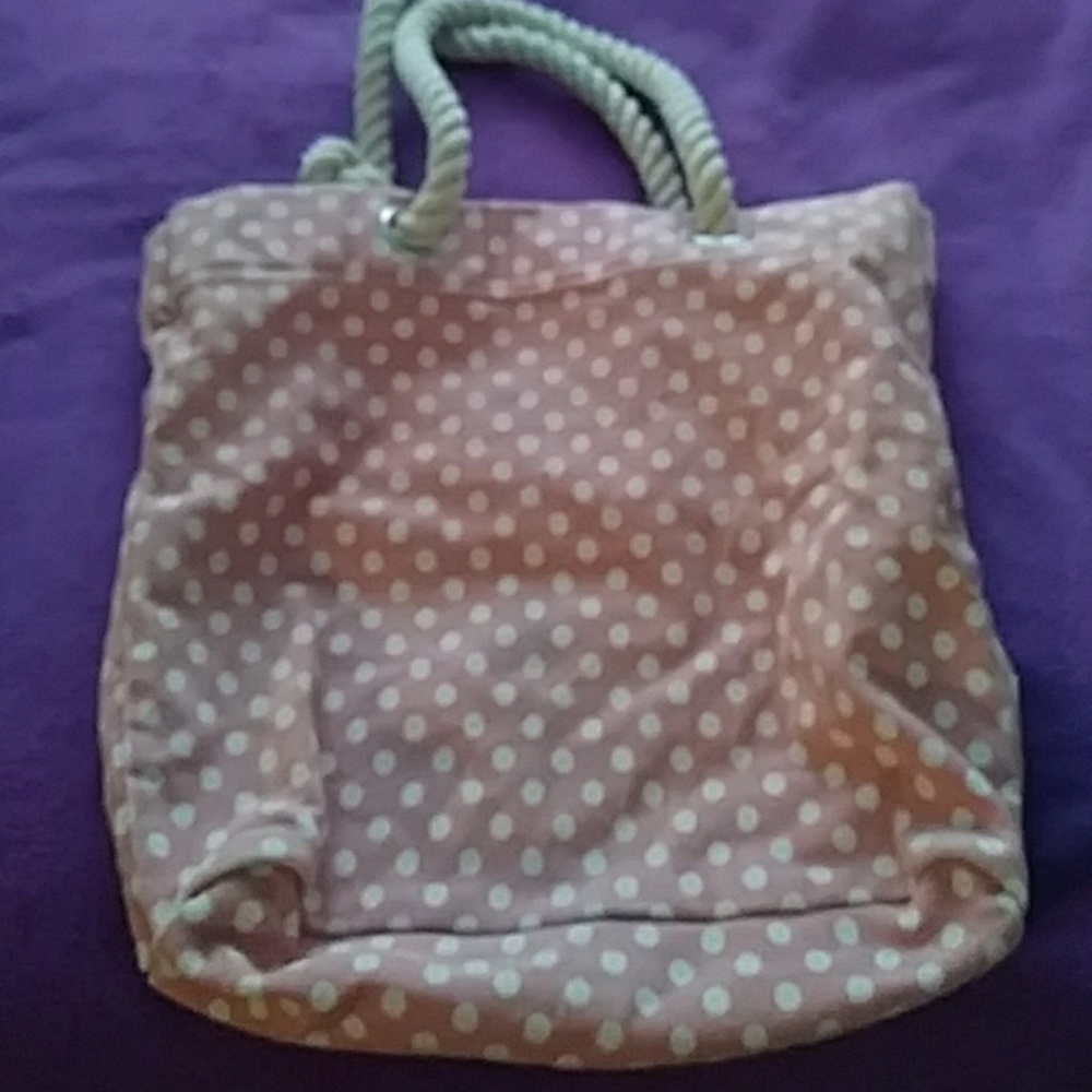 Pink tote with pilka dots canvas  ❤
